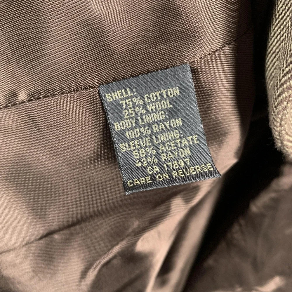 Banana‎ Republic Blazer Mens 46R Brown Herringbone Cotton Wool Sport Coat Italy